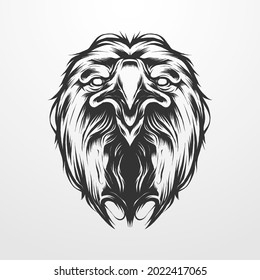 eagle head vector illustration in vintage isolated classic monochrome style, old. suitable for t-shirts, prints, logos and other apparel products