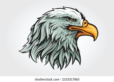 Eagle Head Vector Mascot Illustration. This vector illustration suitable for business, hawk, flacon, eagle, bird, flying, wing, symbol, design, airline, etc.