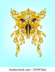 Eagle head with Victorian gold metal elements
