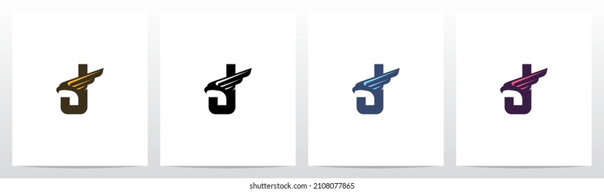 Eagle Head And Wing On Letter Logo Design J