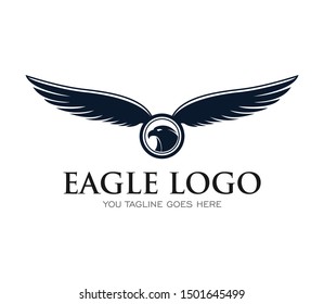 eagle head wing patriotic modern vector logo design concept inspiration template