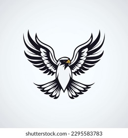 Eagle head with wings isolated on white background. Vector illustration.