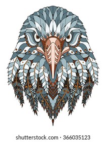 Eagle head zentangle stylized, vector, illustration, freehand pencil, hand drawn, pattern. Zen art. Ornate vector. Lace. Color.