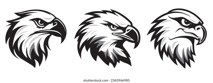 Eagle heads black and white silhouette vector illustration logo shape