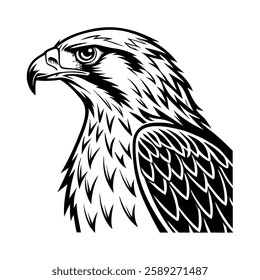 Eagle heads black and white vector. Silhouette of Eagle head.