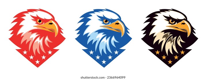 Eagle heads colour vector illustration, mascot cartoon logo