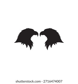 Diseño plano de Vector de icono de silueta de cabezas de águila