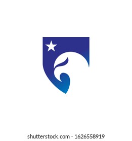 Eagle heads with star and shields logo design.