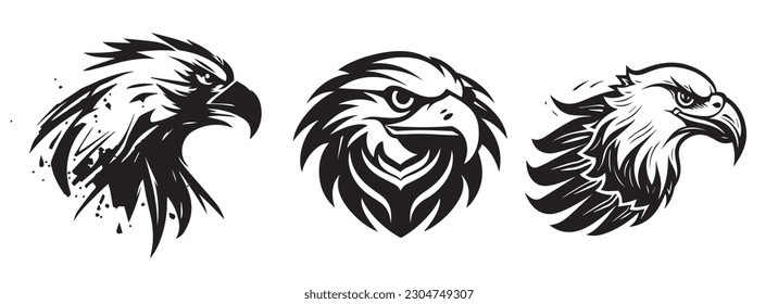 Eagle heads vector silhouette shapes illustration