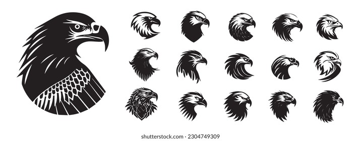 Eagle heads vector silhouette shapes illustration
