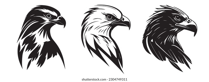 Eagle heads vector silhouette shapes illustration