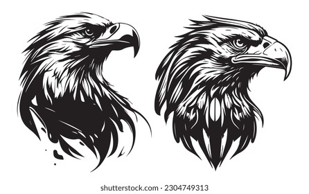 Eagle heads vector silhouette shapes illustration svg