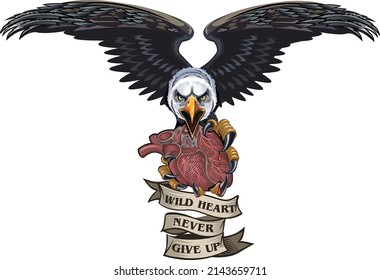 Eagle with heart and ribbon