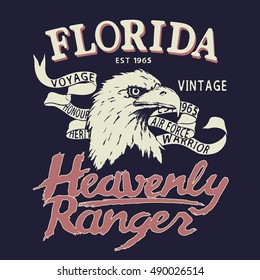 Eagle is a heavenly ranger.Vintage emblem.Prints design for t-shirts