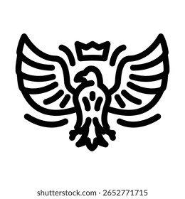 vetor de ícone de linha heráldica de águia. sinal heráldico de águia. símbolo de contorno isolado ilustração preta