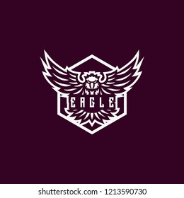 eagle in hexagon logo icon vector