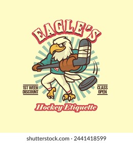 Eagle Hockey Logo Vintage and Retro Mascot