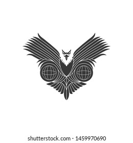 Eagle is holding globe, line art eagle logo, illustration, graphic design .vector