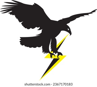 Eagle holding lightning logo design, modern and professional design