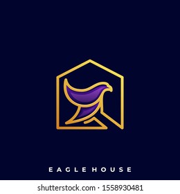 Eagle House Illustration Vector Template. Suitable for Creative Industry, Multimedia, entertainment, Educations, Shop, and any related business