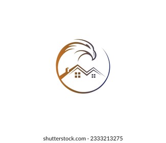 Eagle with house logo design for property housing vector concept illustration.
