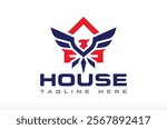 Eagle House Logo Phoenix House Logo Real Estate Logo Design Patriotic House Logo Design Vector Icon Symbol Silhouette Illustration brand identity marketing agency property business company