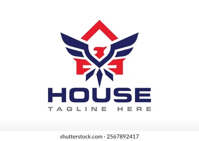 Eagle House Logo Phoenix House Logo Real Estate Logo Design Patriotic House Logo Design Vector Icon Symbol Silhouette Illustration brand identity marketing agency property business company