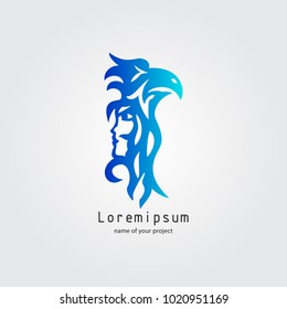 Eagle and human face logo