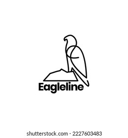 eagle hunter top line art logo design 