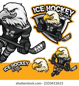 Eagle Ice Hockey Mascot Logo Cartoon für Sport Team und Business