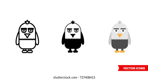 Eagle icon of 3 types: color, black and white, outline. Isolated vector sign symbol.