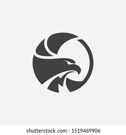 eagle icon circular design illustration, hawk icon design, eagle logo design template, falcon icon