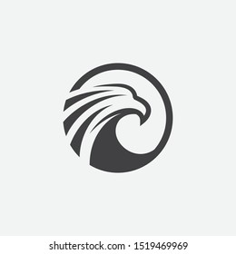 eagle icon circular design illustration, hawk icon design, eagle logo design template, falcon icon
