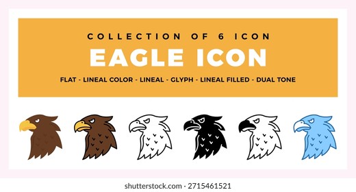 Eagle Icon Collection 6 Estilos Únicos de Cabeças de Águia