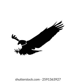 Eagle icon illustration, Flying Eagle Hunting Silhouette