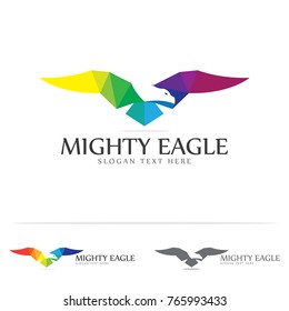 Eagle icon illustration template with colorful flat style, Polygonal style isoalted on white background