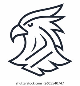 eagle icon line art vector on white background
