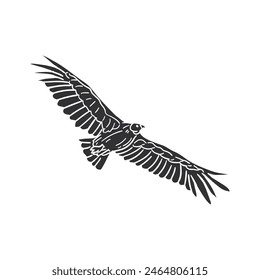 Eagle Icon Silhouette Illustration. Bird Vector Graphic Pictogram Symbol Clip Art. Doodle Sketch Black Sign.