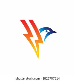 eagle icon with thunder concept