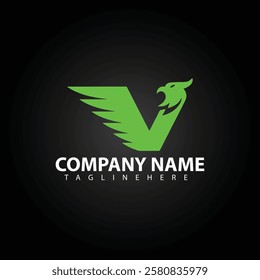 Eagle icon and V letter creative logo design