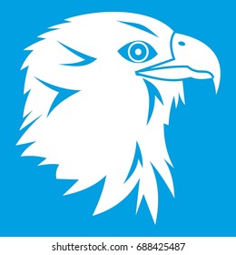 Eagle icon white isolated on blue background vector illustration