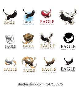 Eagle Icons Set - Isolated On White Background - Vector Illustration, Graphic Design Editable For Your Design. Eagle Logo