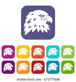 Eagle icons set vector illustration in flat style In colors red, blue, green and other