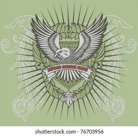 eagle illustration with background for t-shirt