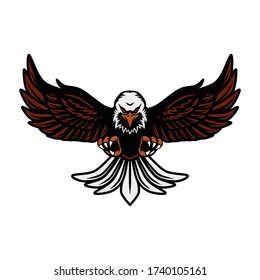 Ilustración de águila aislada en fondo blanco.