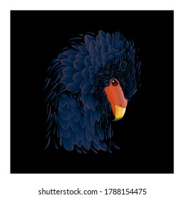 eagle illustration on black background, for poster and label