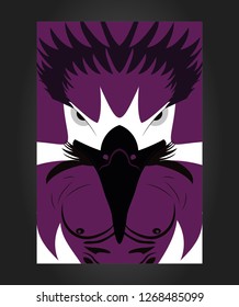 Eagle illustration purple, eagle poster