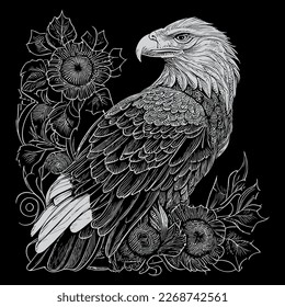 eagle illustration is a representation of the powerful bird, often used to symbolize freedom, strength, and patriotism. It can be realistic or stylized	
