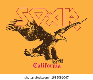 eagle illustration with slogan print design