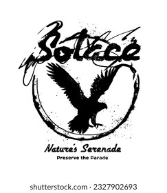 eagle illustration with slogan and wording in grunge style